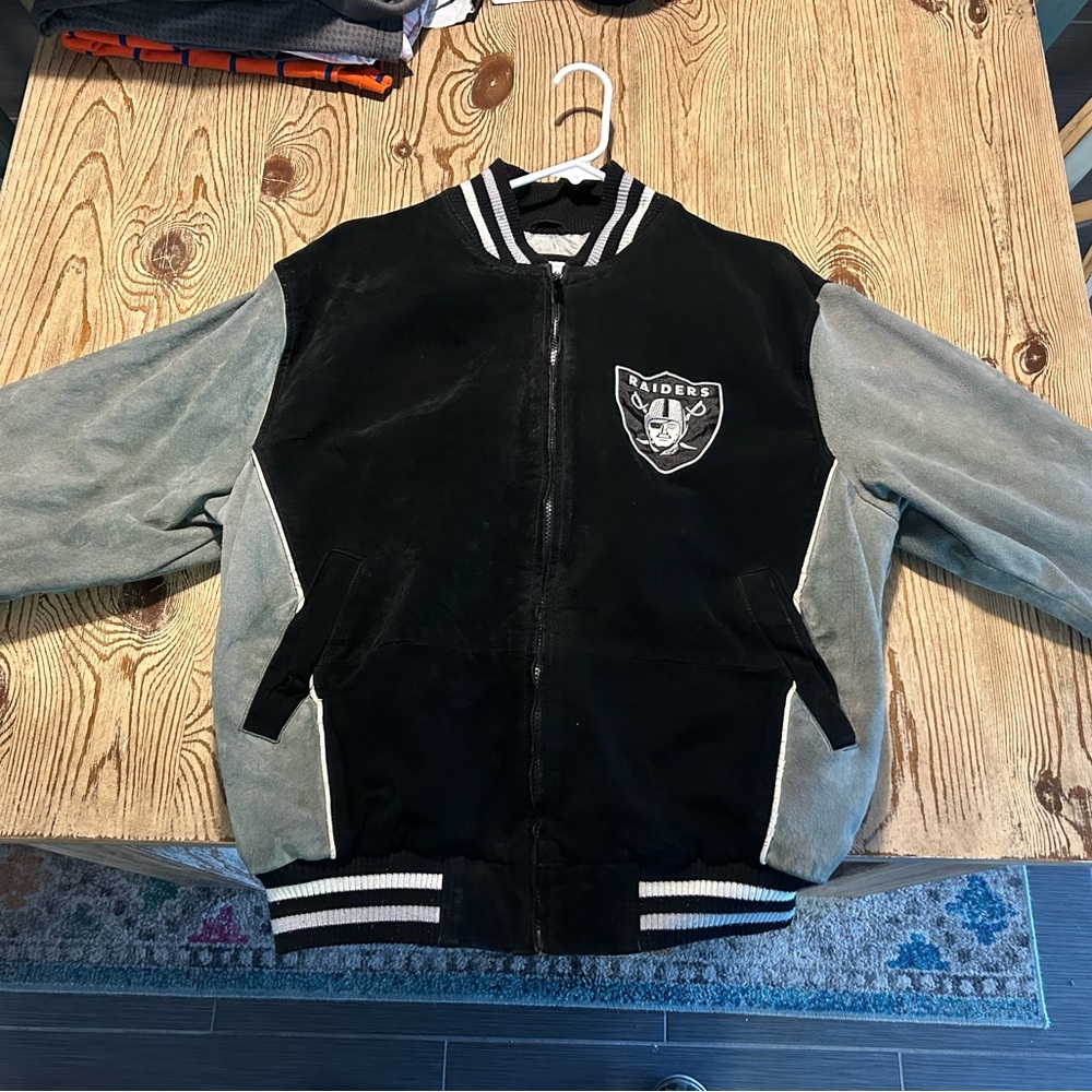 NFL Black and Gray Raiders Bomber Jacket
